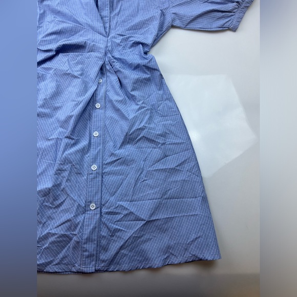 J. ING Light Sky Blue Pleat Detail Button Front Shirt Dress N214-12 - Picture 10 of 13
